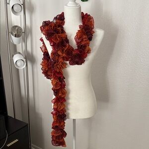 Vibrant Ruffled Scarf in Red and Orange